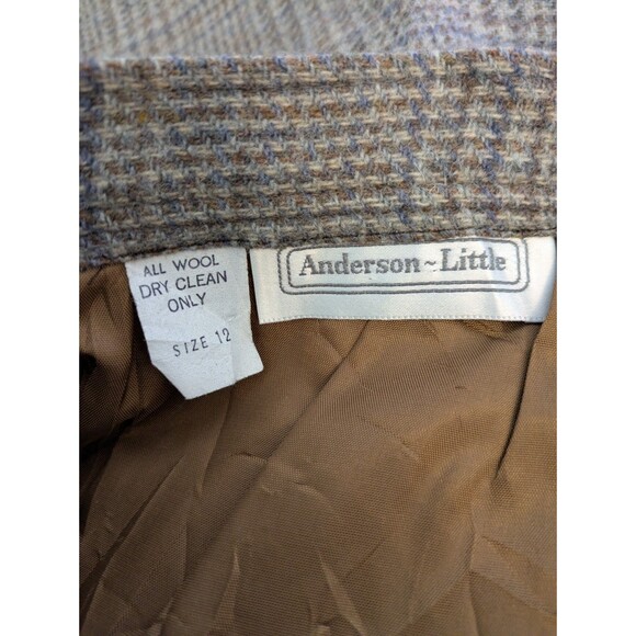 Vintage Wool Plaid A-Line Skirt Size 12 Brown Gray Academia Librarian Preppy - Picture 7 of 7